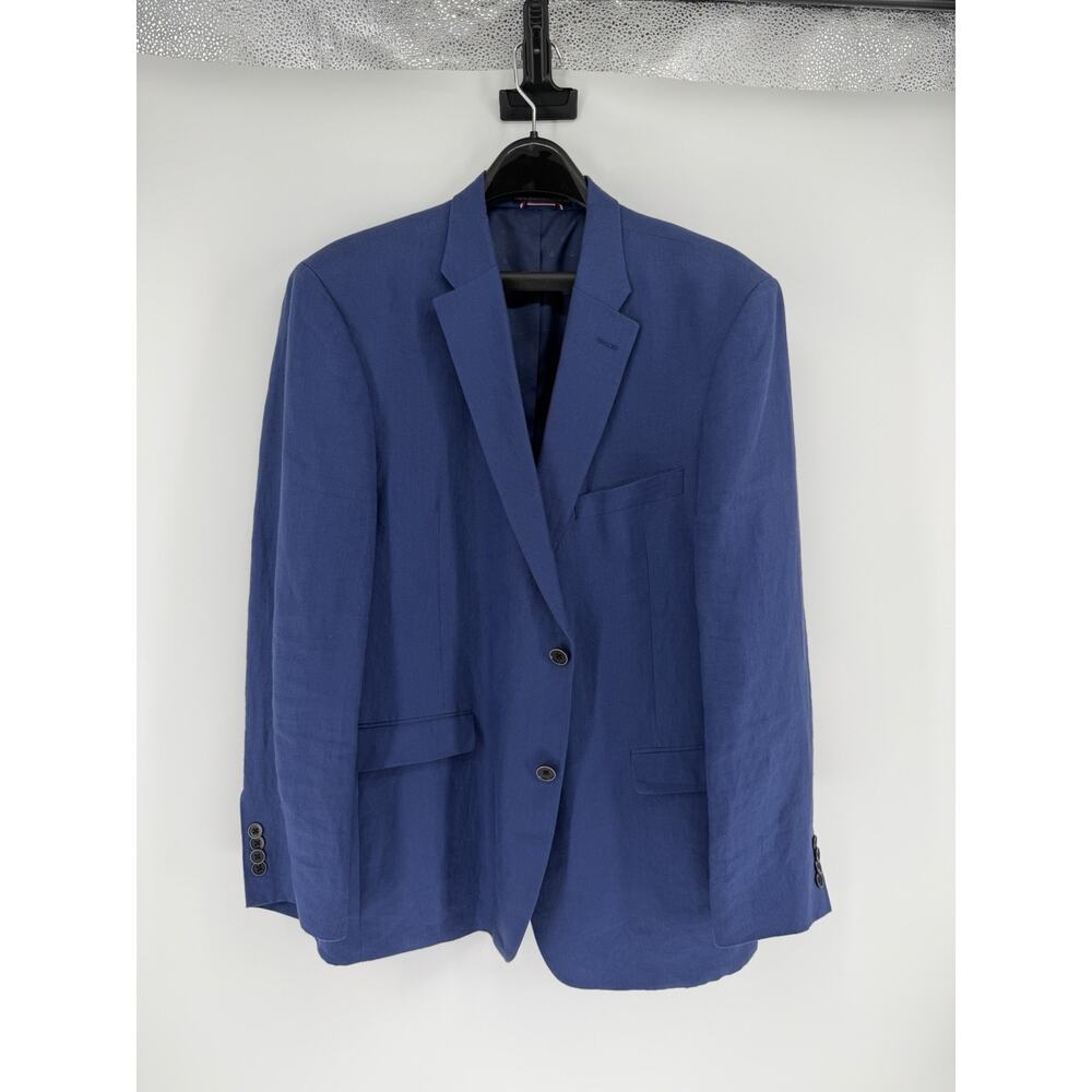 Tommy Hilfiger Mens Modern Fit 100% Linen Sport Coat Blazer 44R Blue